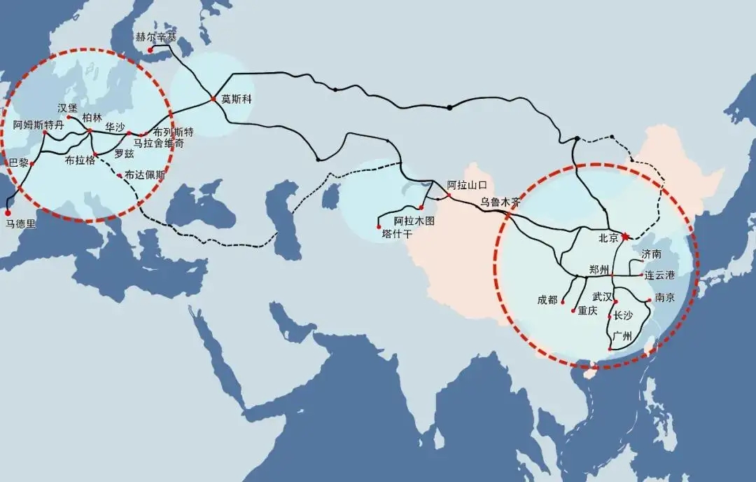 上海中欧班列线路图图片